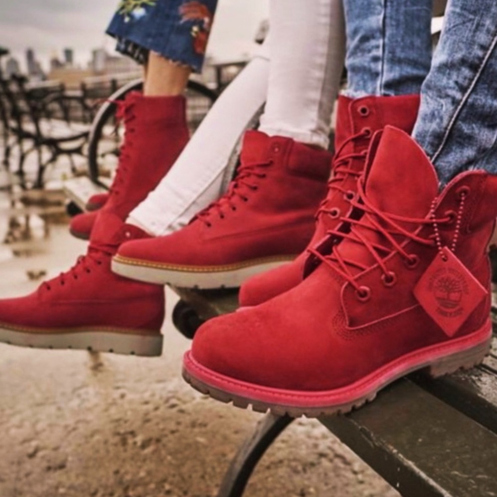 ❤️Special Edition❤️ Timberland 50th Anniversary 
Unisex Kids Red Lace-Up Boots